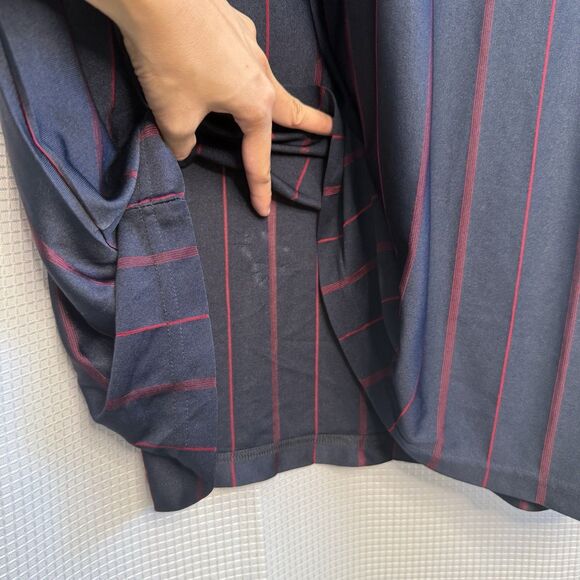 Vtg Yves Saint Laurent YSL 100% Silk Navy Red Stripe Polo Shirt Mens Approx. XXL - Picture 6 of 16